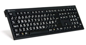 XL Print - Tastatur Windows DK hvid på sort tast
